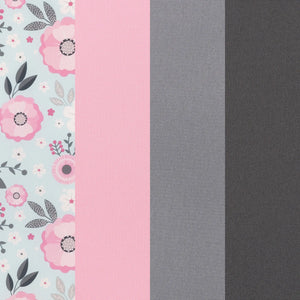 Baby Trend Deluxe II Nursery Center Playard floral pattern, pink and grey fabric color