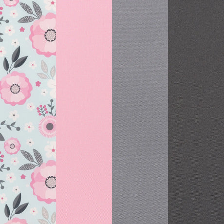 Baby Trend Deluxe II Nursery Center Playard floral pattern, pink and grey fabric color