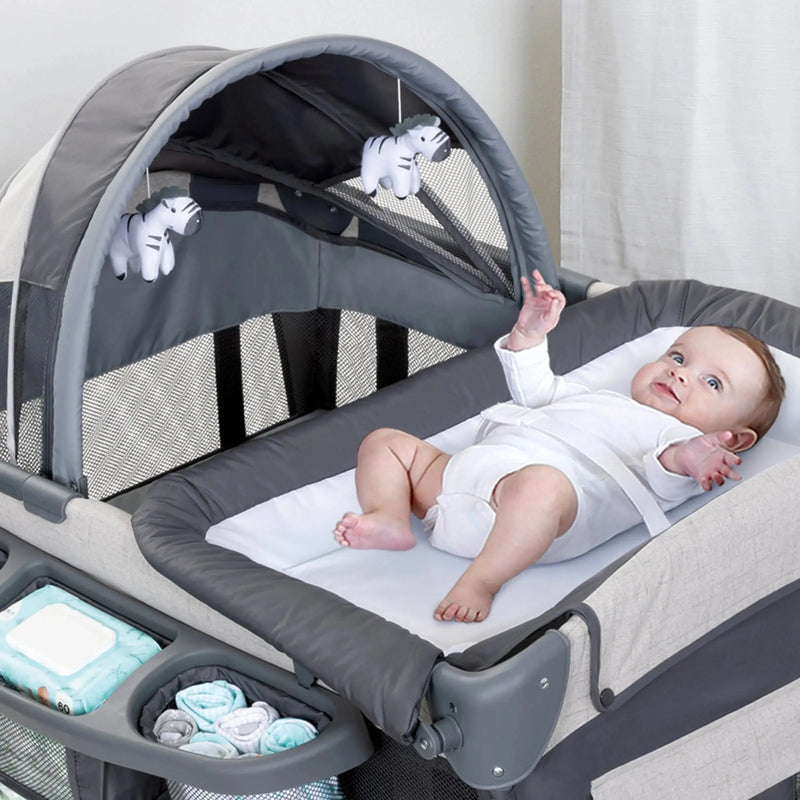 Foldable Playpen 4-in-1 Baby Crib Bassinet: Portable Bedside