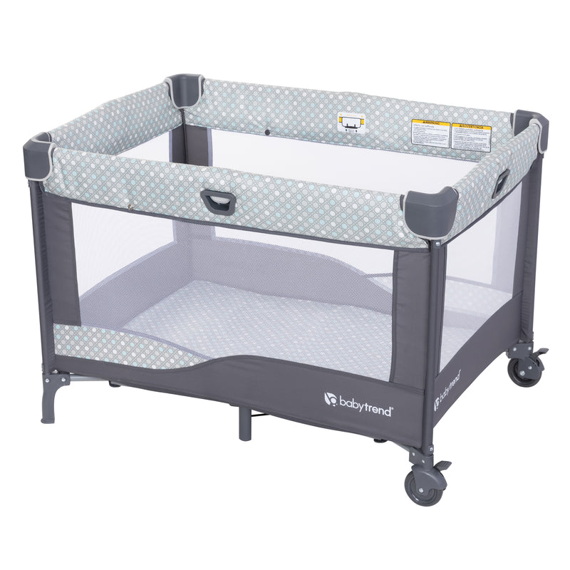 View of the playard with no accessories attached of the Baby Trend Nursery Den Playard with Rocking Cradle