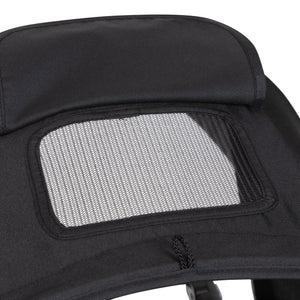 The canopy of the Baby Trend Sit N Stand 5-in-1 Shopper Stroller has a peek a boo window