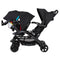 Baby Trend Sit N Stand Double Stroller side view with infant car seat in front and child seat in back