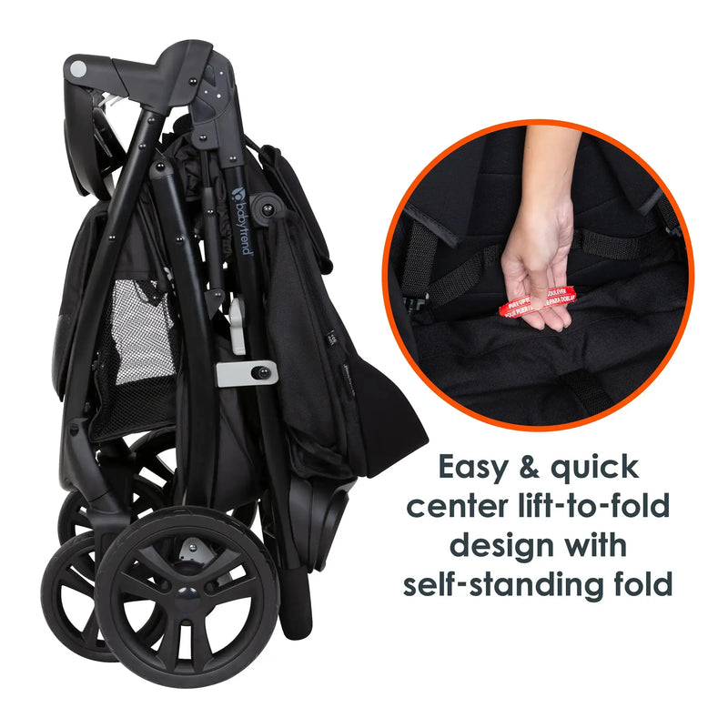 Baby Trend Tango Stroller easy and quick center lift to fold design with self standing fold