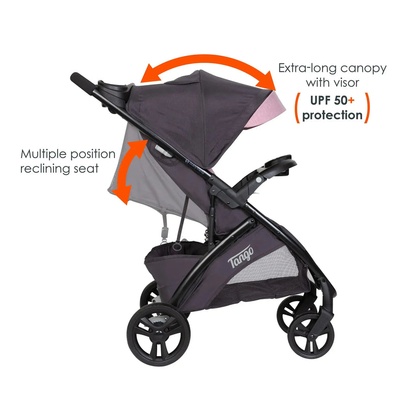 Baby Trend Tango Stroller with extra long canopy with visor and UPF 50 plus protection