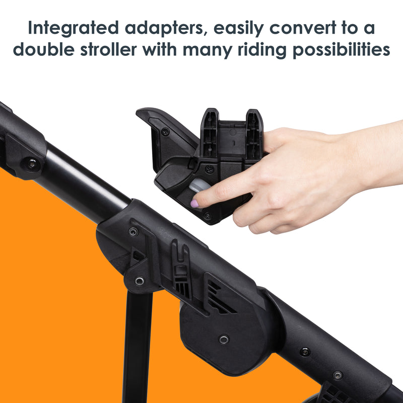 Baby Trend Morph Single to Double Modular Stroller integrated adapters, easily convert to a double stroller