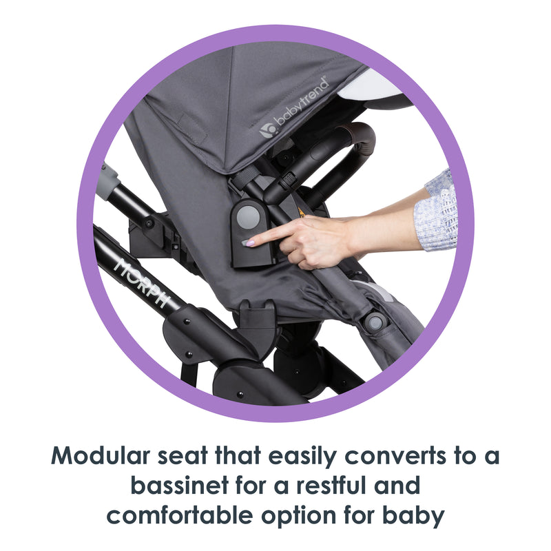 Baby Trend Morph Single to Double Modular Stroller modular seat that easily converts to a bassinet