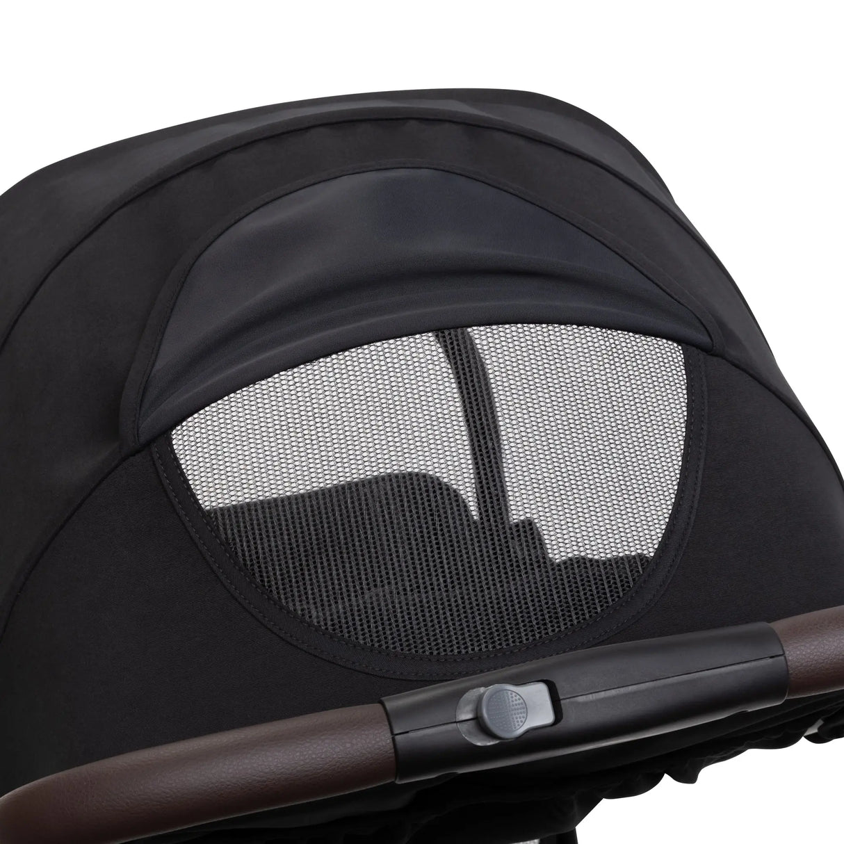 The canopy on the Baby Trend Zenda Compact All-Terrain Stroller has a peek a boo window