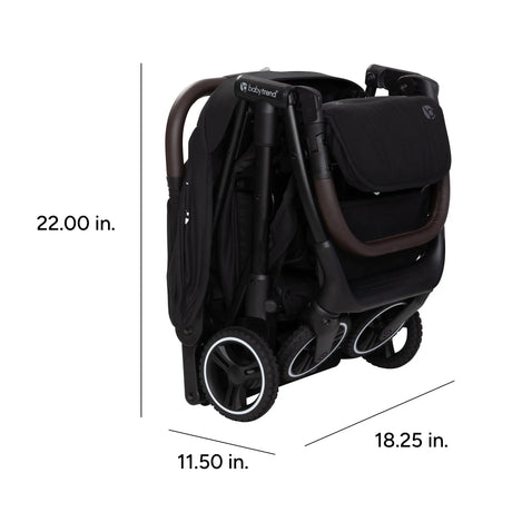 Folded dimensions on the Baby Trend Zenda Compact All-Terrain Stroller 
