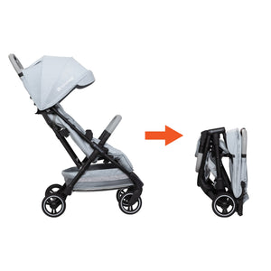Side view of comparison on the Baby Trend Zenda Compact All-Terrain Stroller being folded