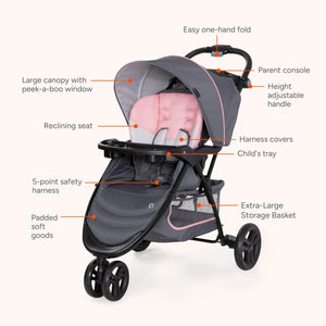 Baby Trend EZ Ride Stroller feature call out