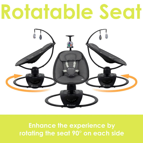 Baby Trend NuMotion Infinity Swing enhance the experience by rotating the seat 90 degree on each side
