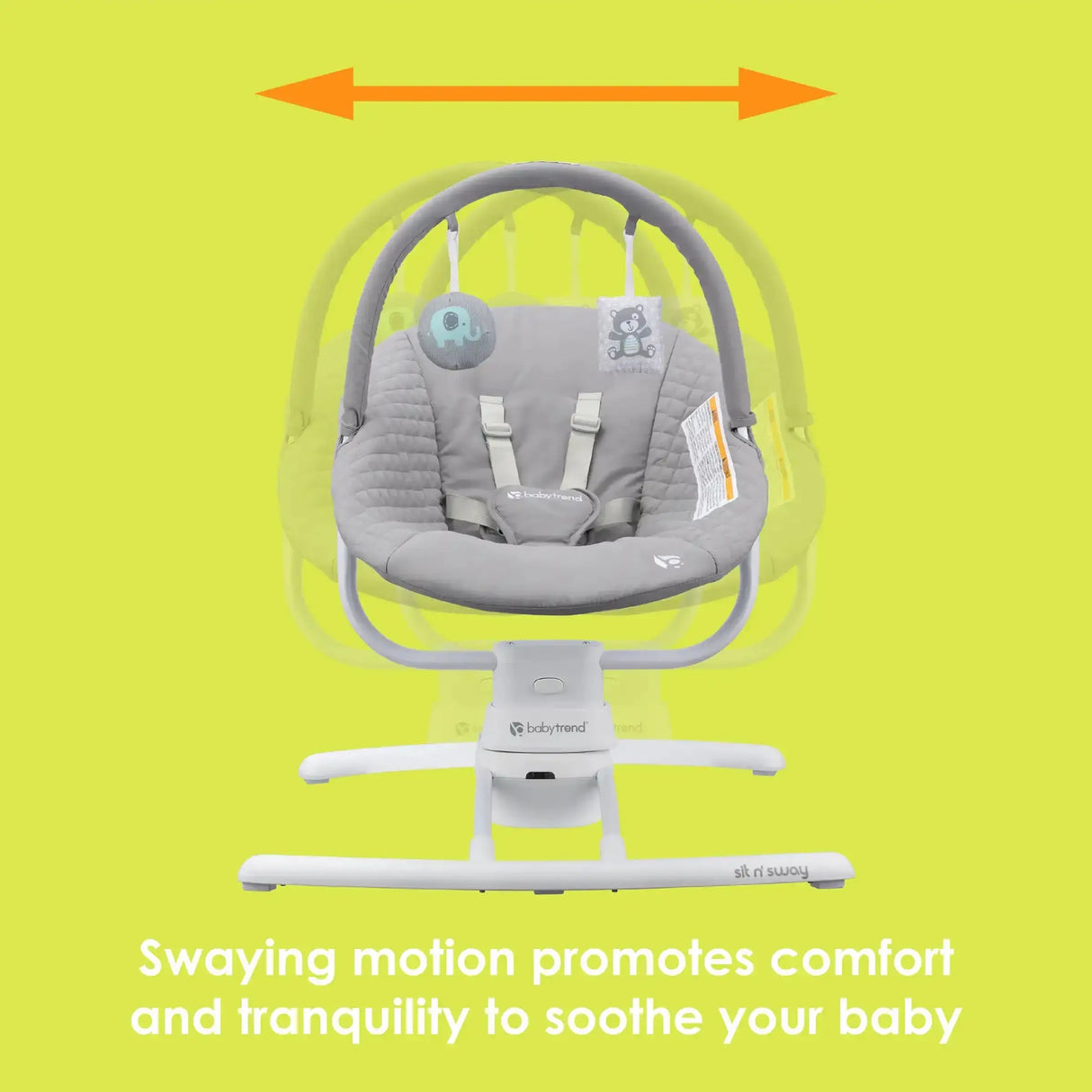 Baby Trend Sit N' Sway Portable Swing swaying motion promotes comfort and tranquility
