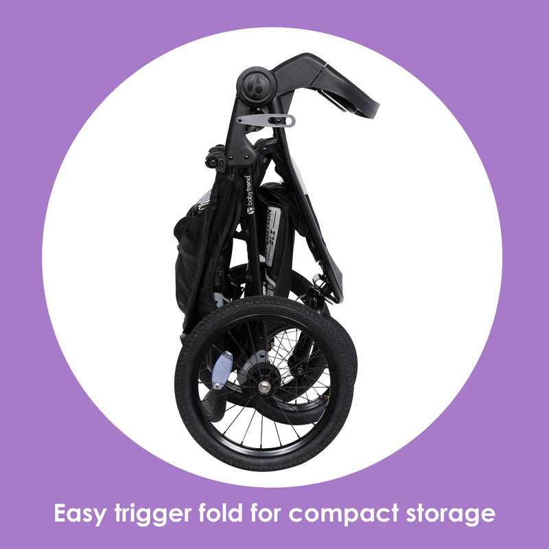 Baby Trend Expedition DLX Jogging Stroller easy trigger fold for compact storage