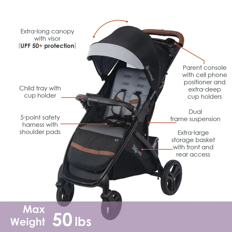 Baby Trend Tango PRO Stroller feature call outs
