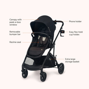 Baby Trend Passport Switch 6-in-1 Modular Stroller features call out