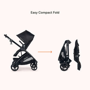 Baby Trend Passport Switch 6-in-1 Modular Stroller easy compact fold with the seat removed from the stroller frame