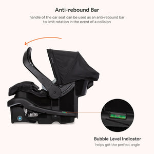 Baby Trend EZ-Lift Infant Car Seat anti-rebound bar handle of the car seat can be used as anti-rebound bar to limit rotation in event of a collision 
