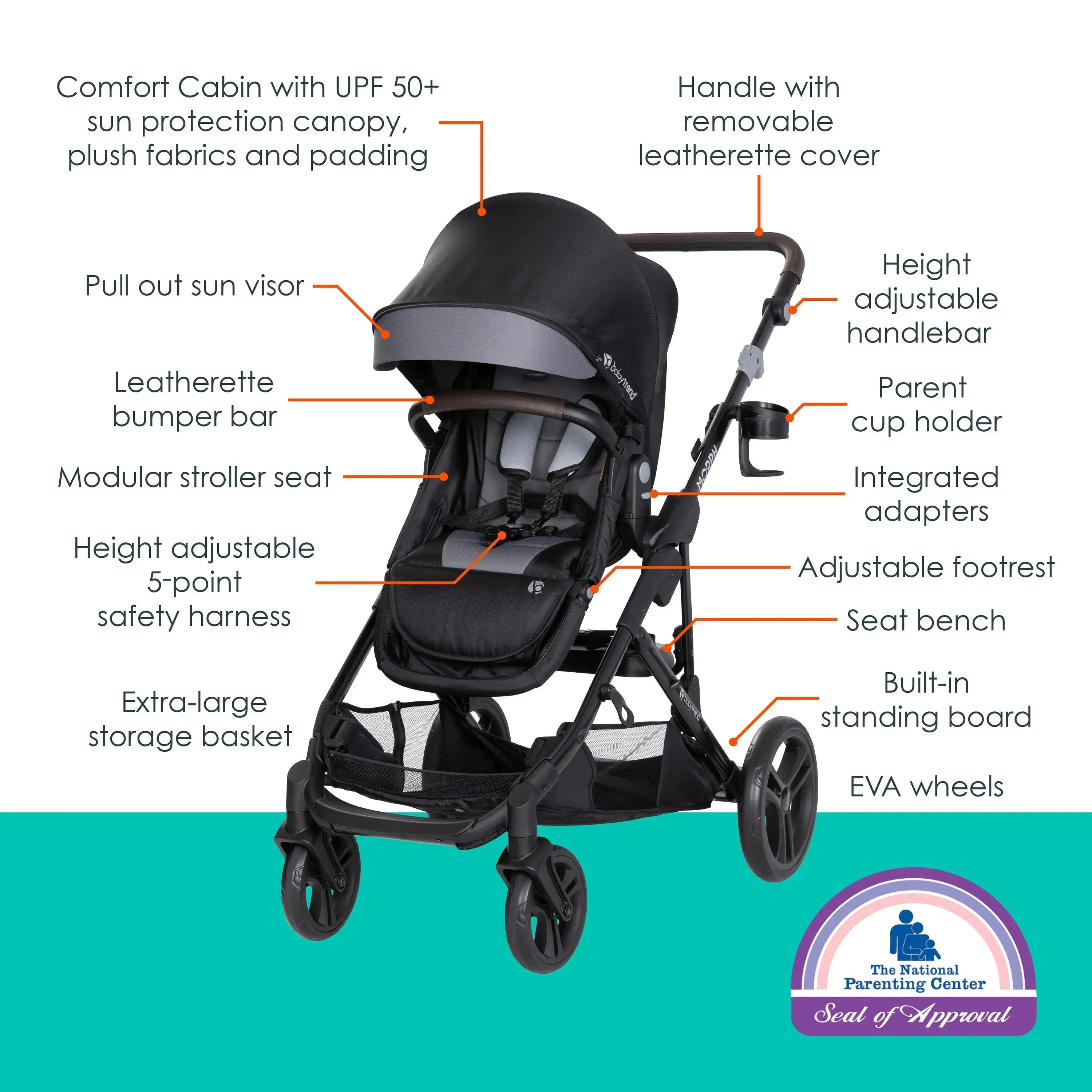 Baby Trend Morph Single to Double Modular Stroller Travel System with ...