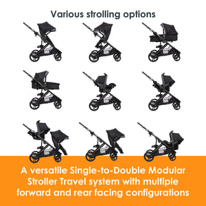Morph Single to Double Modular Stroller various strolling options