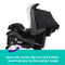 Base with recline flip foot and bubble  level indicator for the perfect angle of the Baby Trend EZ-Lift PLUS infant car seat