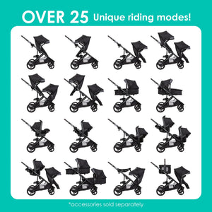 Morph Single to Double Modular Stroller over 25 unique riding modes