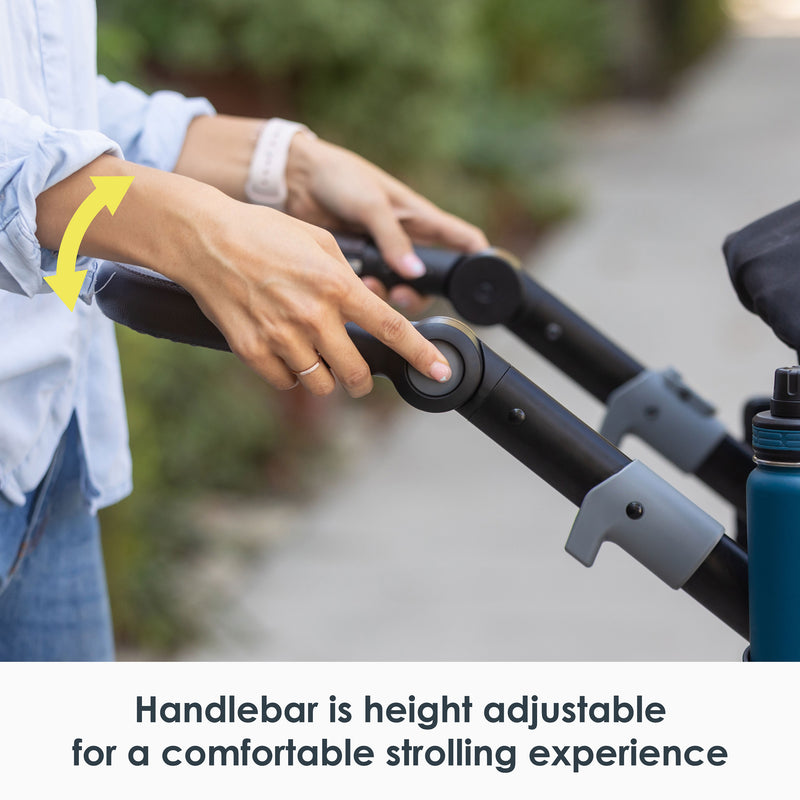 Handlebar is height adjustable for a comfortable strolling experience from the Baby Trend Morph Single to Double Modular Stroller