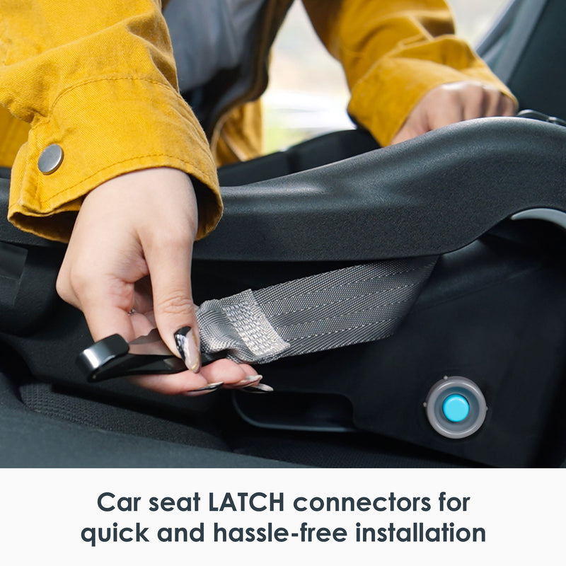 Car seat LATCH connectors for quick and hassle-free installation of the Baby Trend EZ-Lift PLUS infant car seat