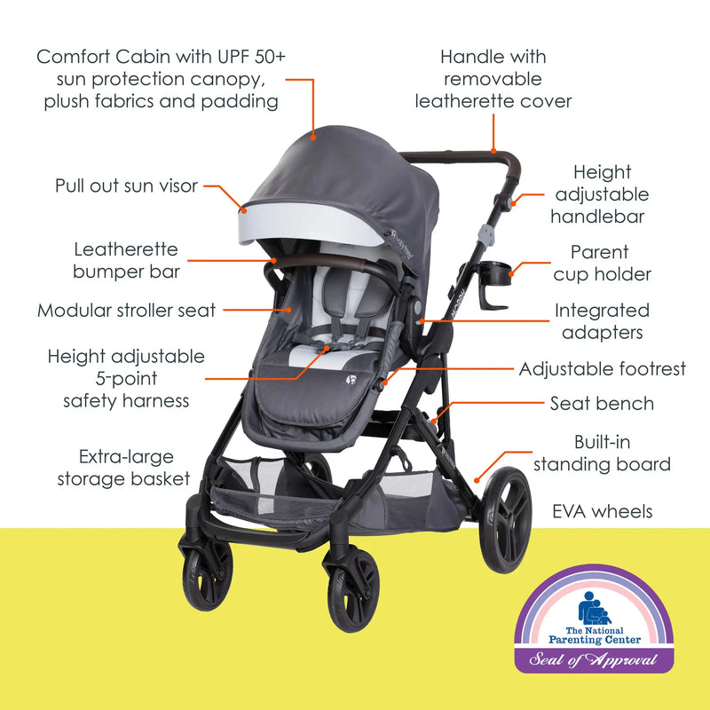 Morph Single to Double Modular Stroller Travel System with EZ-Lift™ PLUS Infant Car Seat Multiple Forward and Rear-Facing Configurations