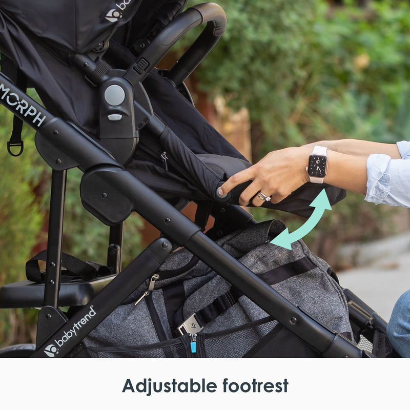 Adjustable footrest from the Baby Trend Morph Single to Double Modular Stroller