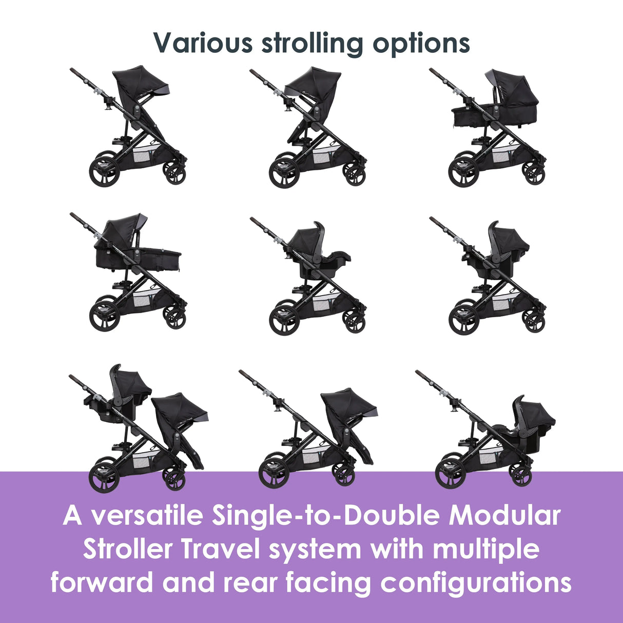 Morph Single to Double Modular Stroller Travel System with EZ-Lift™ PLUS Infant Car Seat in Madrid Tan (International)