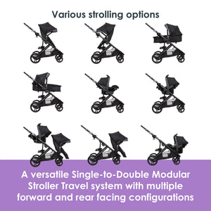 Morph Single to Double Modular Stroller Travel System with EZ-Lift™ PLUS Infant Car Seat in Madrid Tan (International)
