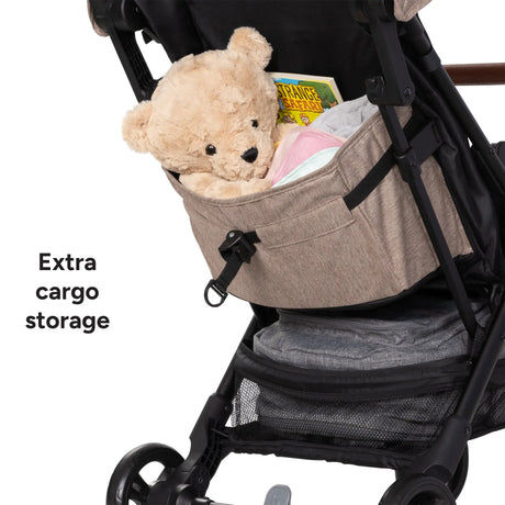 Baby Trend York Compact Stroller extra cargo storage with a teddy bear inside