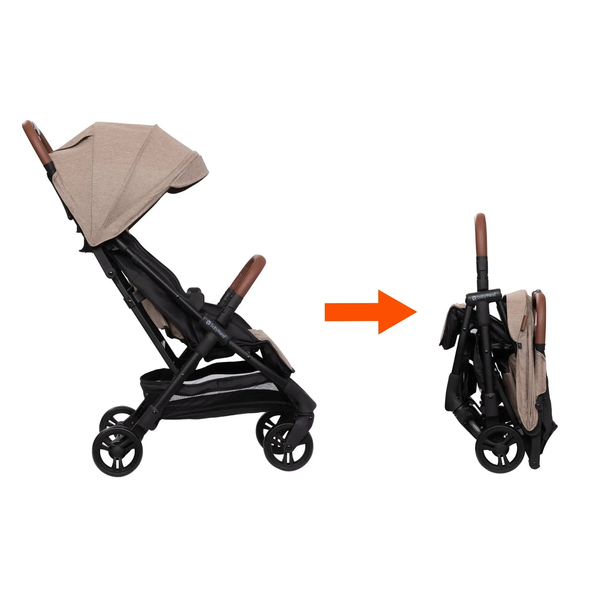 Side view of the Baby Trend York Compact Stroller showing the folded view