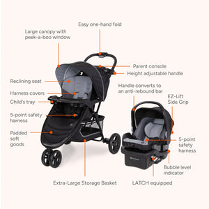 Baby Trend EZ Ride Travel System with EZ-Lift Infant Car Seat features call out