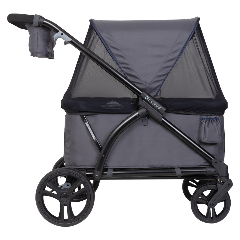 Baby Trend Expedition 2-in-1 Stroller Wagon side view with canopy and mesh cover