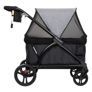 Side view of the Baby Trend Expedition 2-in-1 Stroller Wagon with netting cover