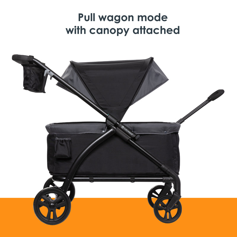 Pull wagon mode with canopy attached of the Baby Trend Expedition LTE 2-in-1 Stroller Wagon