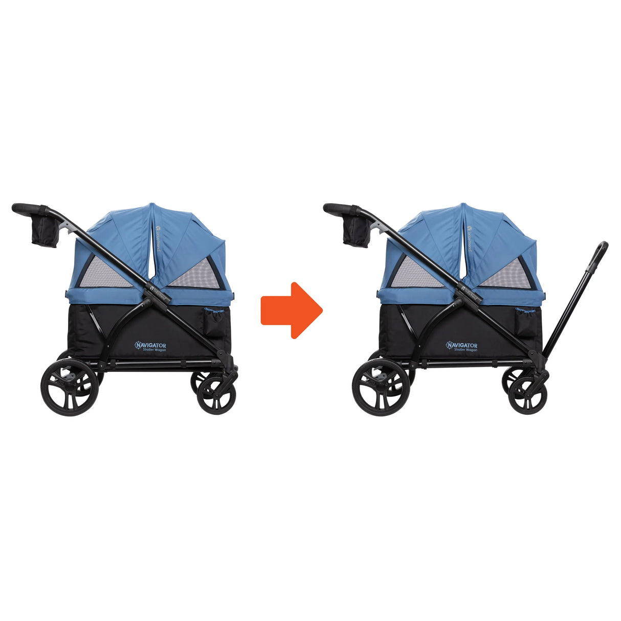 Hide away pull handle on the Baby Trend Navigator 2-in-1 Stroller Wagon