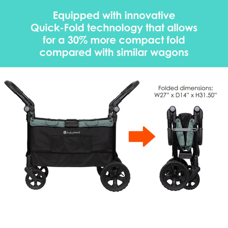 Quest PLUS 3-in-1 Stroller Wagon folded dimension