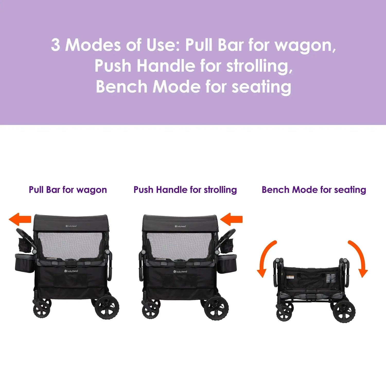 Baby Trend Quest PLUS 3-in-1 Stroller Wagon in Dash Black