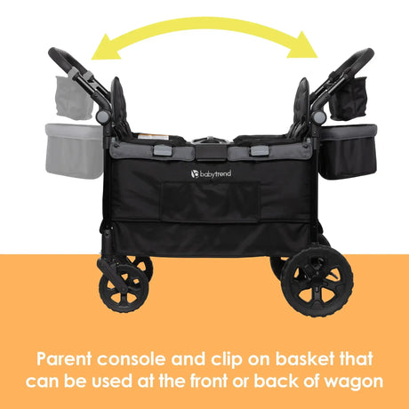 Baby Trend Quest 3-in-1 Stroller Wagon parent console and clip on basket that can be used at the front or back