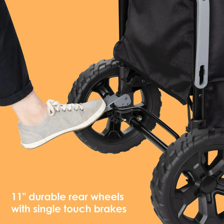 Baby Trend Quest 3-in-1 Stroller Wagon 11 inches durable rear wheels with single touch brakes