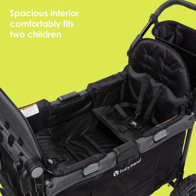 Baby Trend Quest 3-in-1 Stroller Wagon spacious interior comfortably fits two children 
