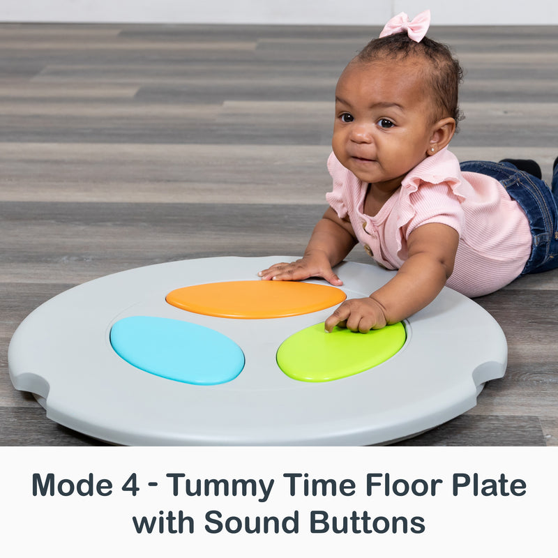 Tummy time floor plate with sound buttons mode of the Smart Steps by Baby Trend Bounce N’ Dance 4-in-1 Activity Center Walker