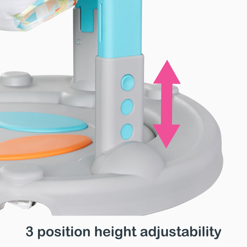 3 position height adjustability of the Smart Steps Bounce N’ Dance 4-in-1 Activity Center Walker