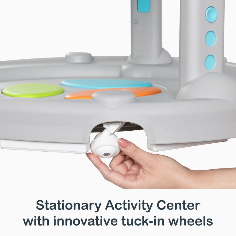 Stationary Activity Center with innovative tuck-in wheels of the Smart Steps Bounce N’ Dance 4-in-1 Activity Center Walker