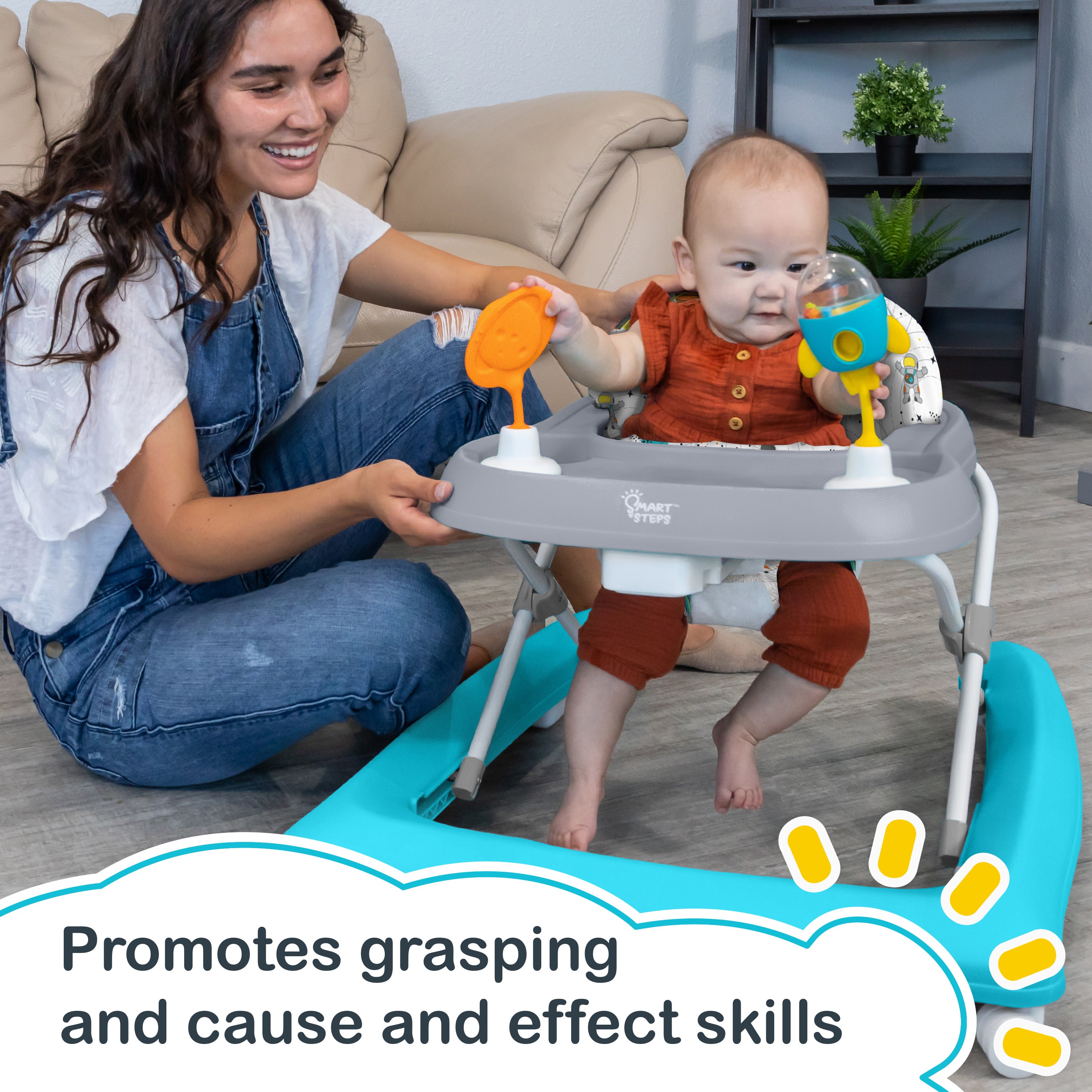 Metal Portable Baby Walker With Wheels And Seat Walker For Kids