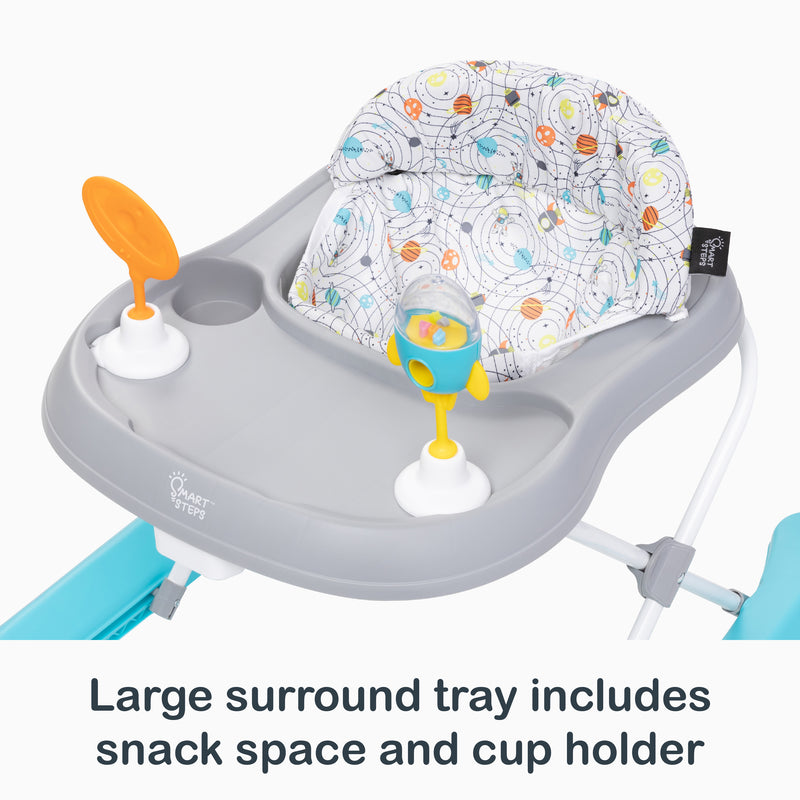 Large surround tray includes snack space and cup holder of the Smart Steps Trend Activity Walker
