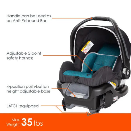 Baby Trend Ally 35 Infant Car Seat features call out