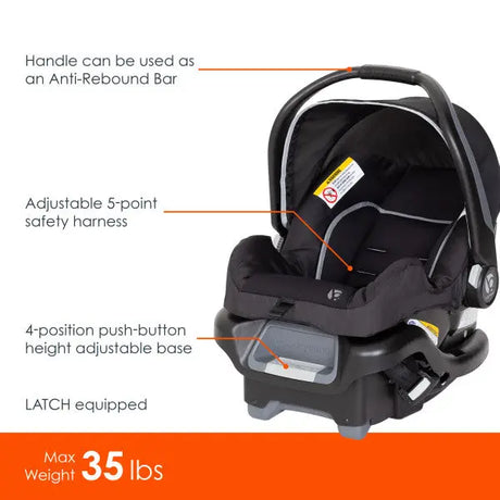Baby Trend Ally 35 Infant Car Seat features call out